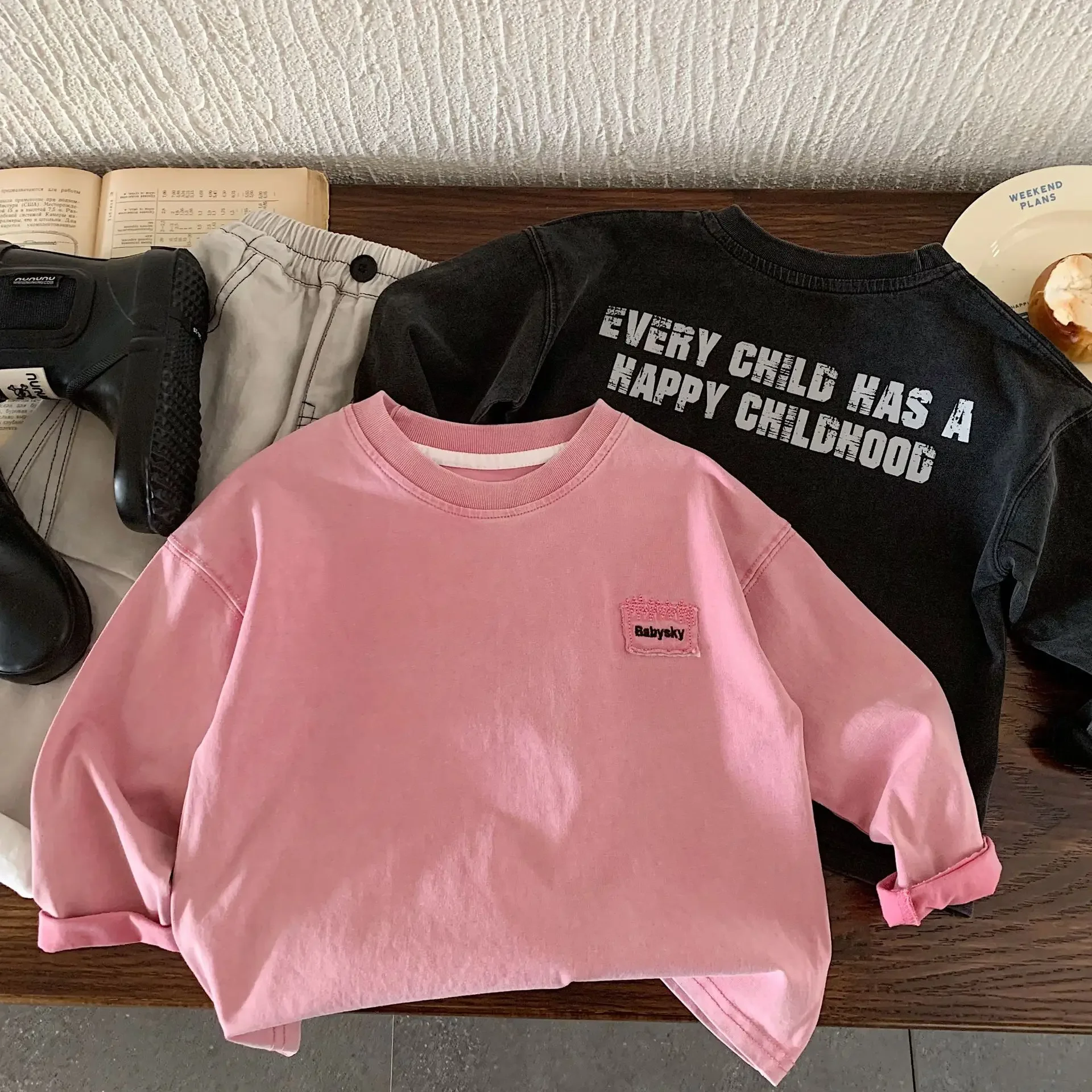 New 2-7Y Kids Letter Print Long Sleeve T-shirt Vintage Washed Casual Loose Top Shirt for Boys Girls Children Fashion Clothing
New 2-7Y Kids Letter Print Long Sleeve T-shirt Vintage Washed Casual Loose Top Shirt for Boys Girls Children Fashion Clothing