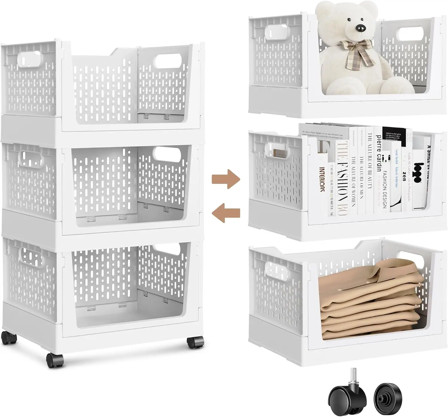 Stackable Storage Bins, Folding Collapsible Closet Organizers and Storage Bins Box, Plastic Shelves
Stackable Storage Bins, Folding Collapsible Closet Organizers and Storage Bins Box, Plastic Shelves