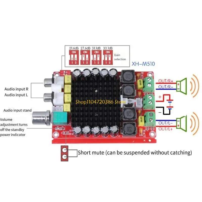 100W+100W Class D Digital Power Amplifier Board TDA7498 for Home Theater Systems
100W+100W Class D Digital Power Amplifier Board TDA7498 for Home Theater Systems