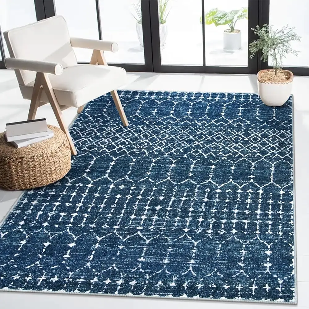 Moroccan Blue Area Rug 5X7 - Hine Washable Non-Slip Throw Living Room Rugs Ultra-Thin Stain Resistant Soft Rug For Bedroom,
Moroccan Blue Area Rug 5X7 - Hine Washable Non-Slip Throw Living Room Rugs Ultra-Thin Stain Resistant Soft Rug For Bedroom,
