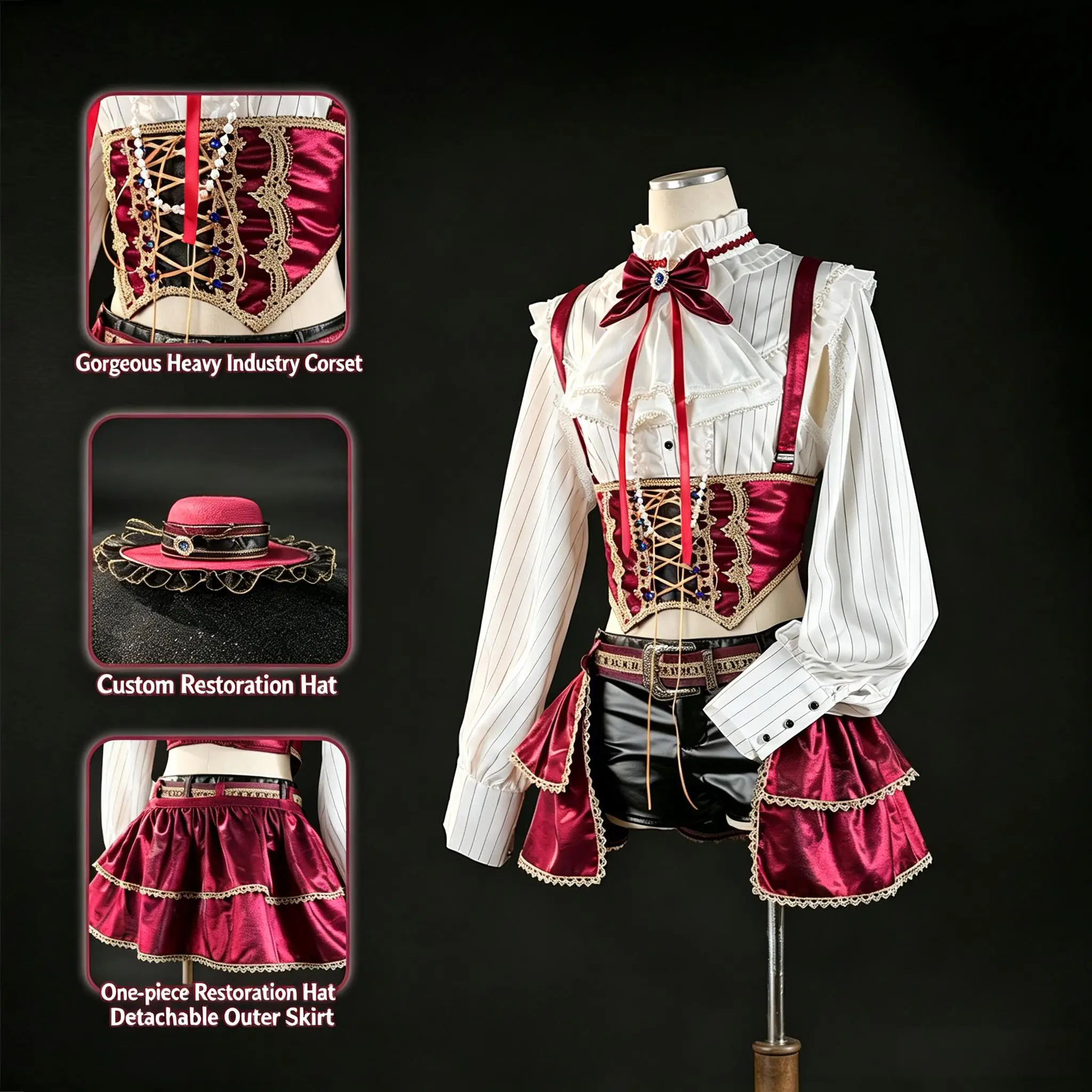 Chōnen Báthory Cosplay Costume Gothic Lolita Uniform with Corset Skirt Hat Full Set
Chōnen Báthory Cosplay Costume Gothic Lolita Uniform with Corset Skirt Hat Full Set