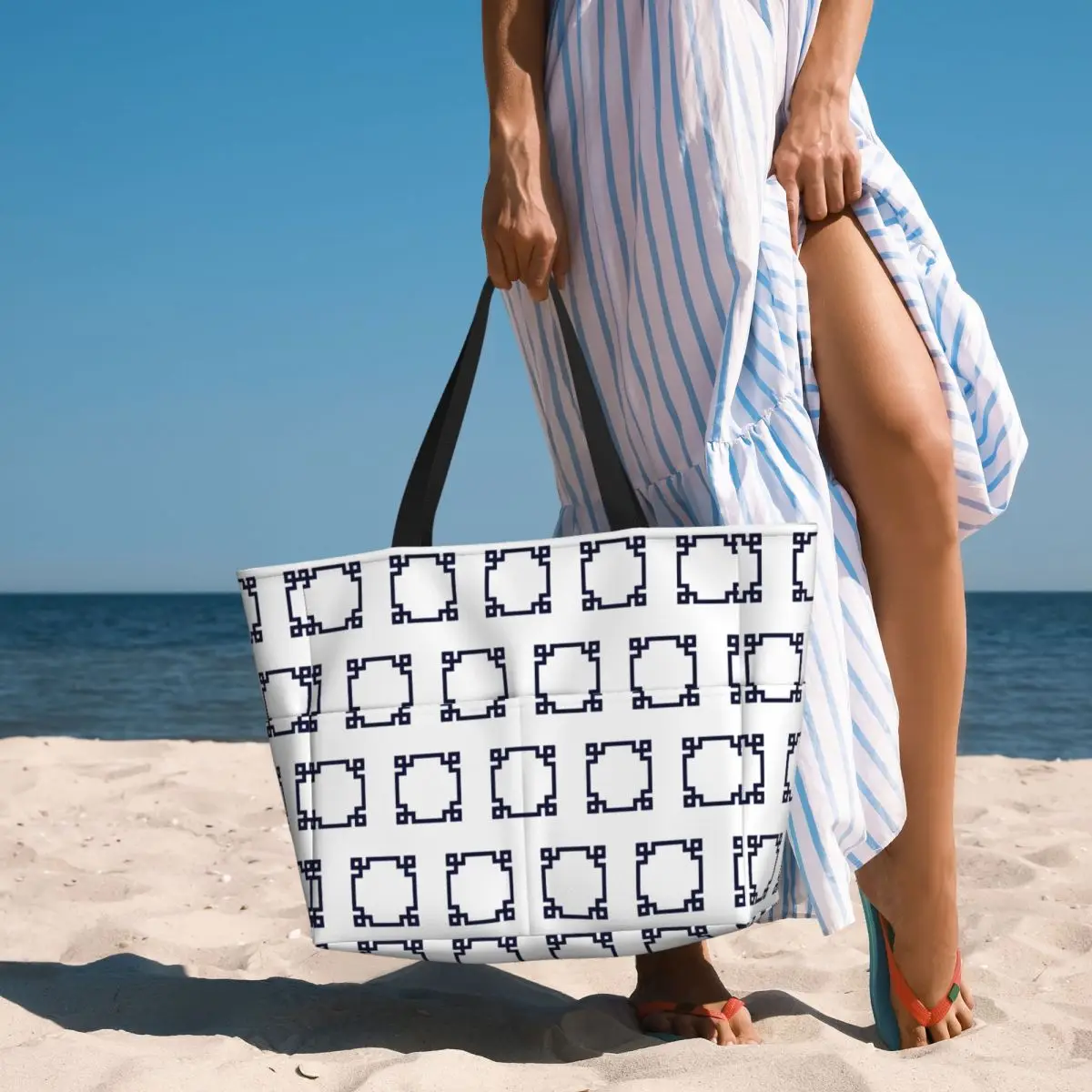 Navy Blue Greek Key Square On White Beach Tote Bag Sport Gym Yoga Duffle Large Tote Bag Women Travel Bag Fitness bag
Navy Blue Greek Key Square On White Beach Tote Bag Sport Gym Yoga Duffle Large Tote Bag Women Travel Bag Fitness bag