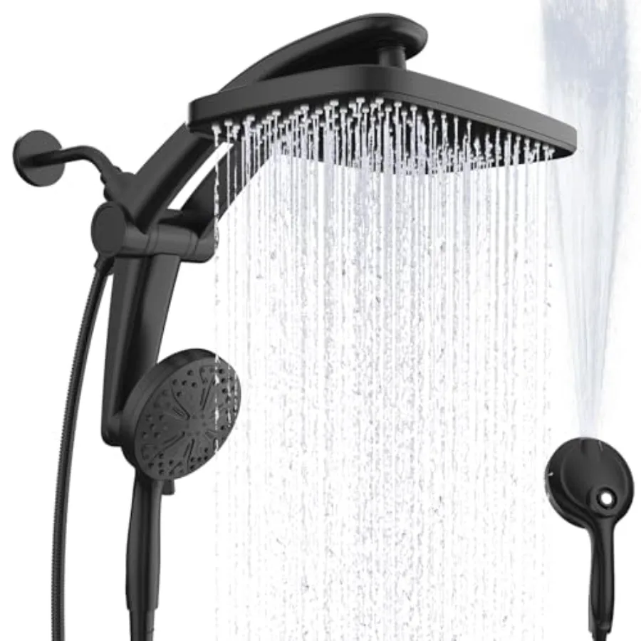 Rain shower head for bathroom use, stainless steel, chrome, high-pressure rainfall with handheld spray combo, adjustable one-pi
Rain shower head for bathroom use, stainless steel, chrome, high-pressure rainfall with handheld spray combo, adjustable one-pi