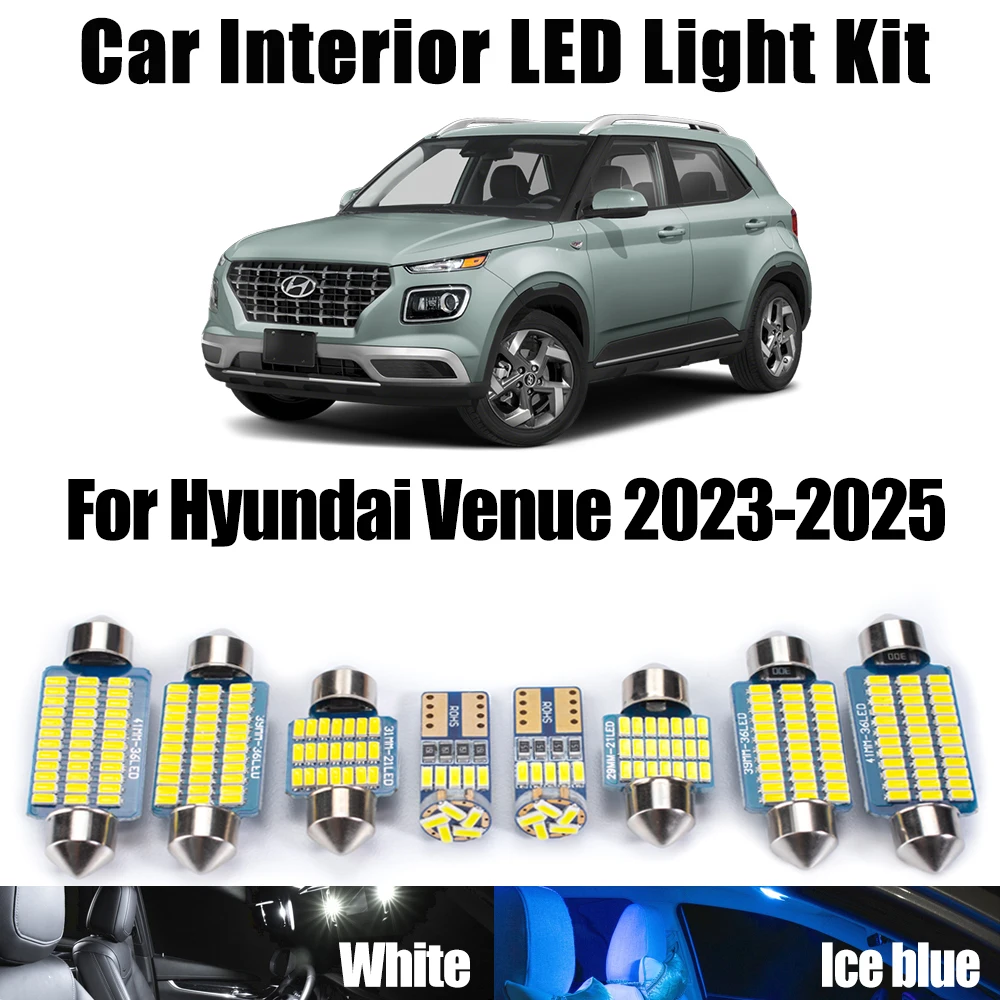 Комплект из 12 светодиодных ламп Canbus без ошибок для салона (картопанель, потолок, багажник) для Hyundai Venue 2023-2025 – освещение салона, светильники для чтения
Комплект из 12 светодиодных ламп Canbus без ошибок для салона (картопанель, потолок, багажник) для Hyundai Venue 2023-2025 – освещение салона, светильники для чтения