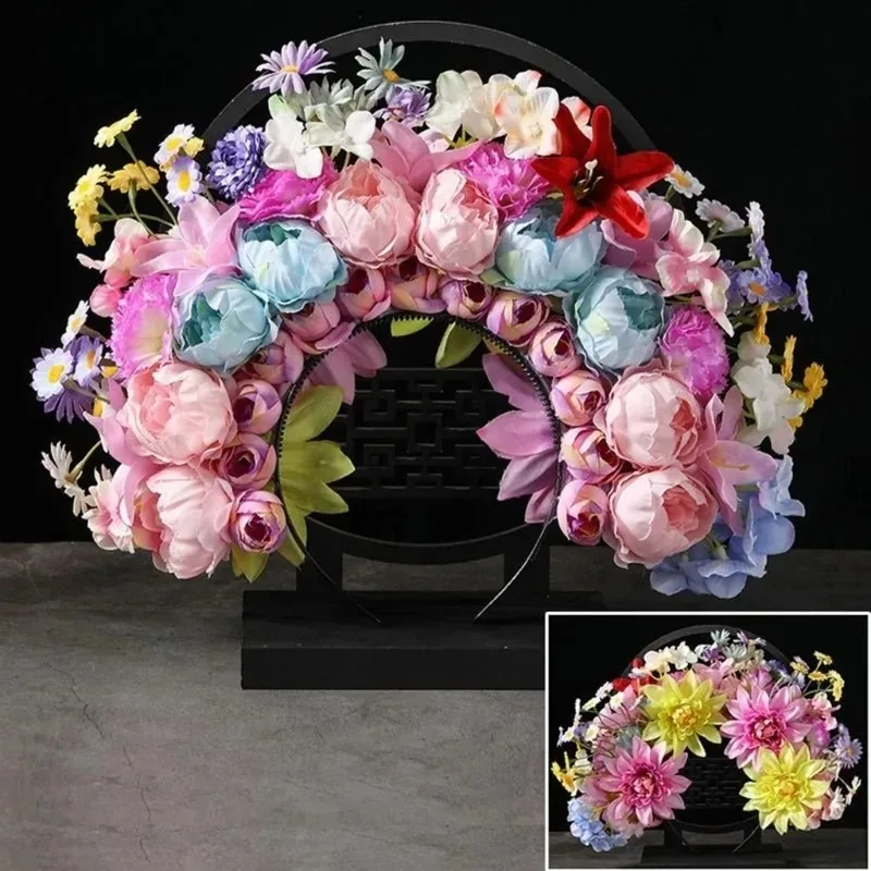 Colorful Double-sided flower headband, Flower Crown Hair Wreath Wedding Party Bridal Headpiece Prop Chinese Style
Colorful Double-sided flower headband, Flower Crown Hair Wreath Wedding Party Bridal Headpiece Prop Chinese Style
