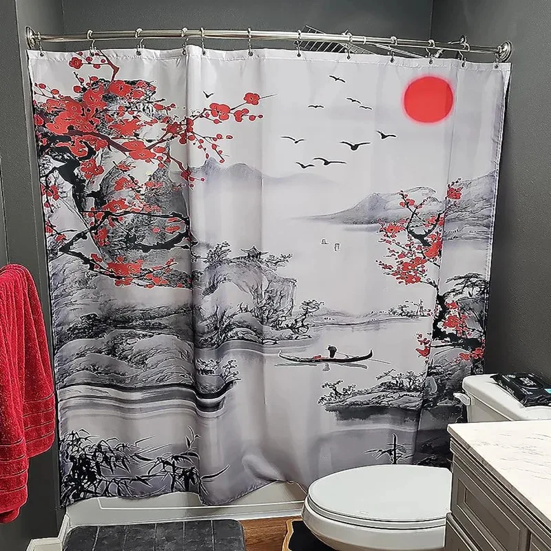 JHB23Shower Curtain Red Plum Blossom Branch Japanese Chinese Oriental Sun Misty Mountains Ink Nature Landscape Bathroom Curt9Kj(
JHB23Shower Curtain Red Plum Blossom Branch Japanese Chinese Oriental Sun Misty Mountains Ink Nature Landscape Bathroom Curt9Kj(