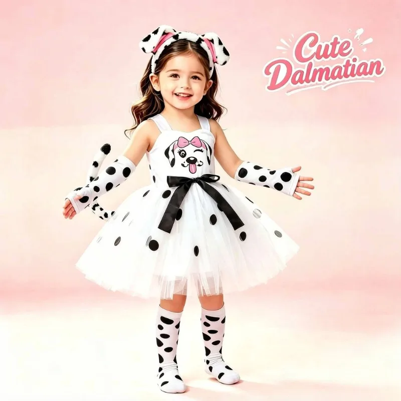Halloween Dalmatian Print Girls Dress, Children's Day Cartoon-Themed Stage Performance Tutu Skirt Set, Festival Party Outfit
Halloween Dalmatian Print Girls Dress, Children's Day Cartoon-Themed Stage Performance Tutu Skirt Set, Festival Party Outfit