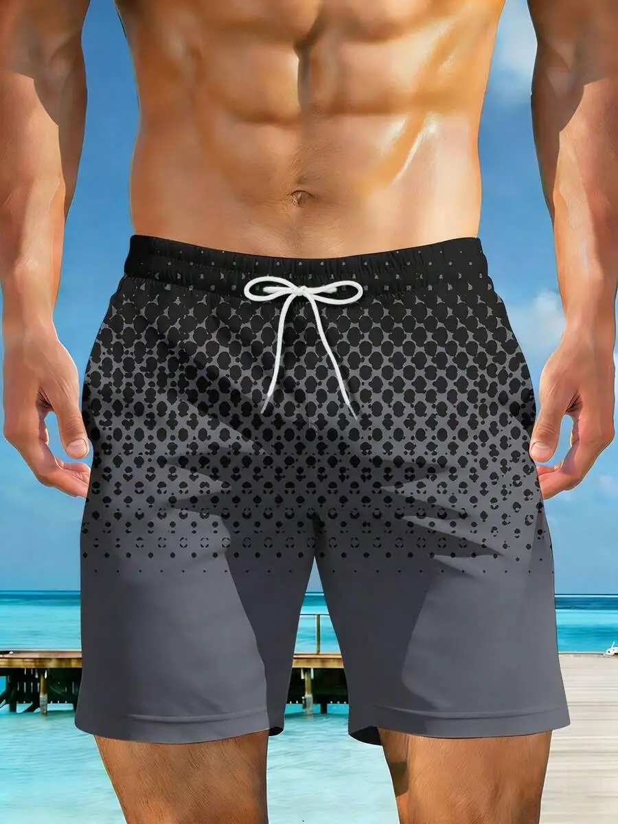 Mens Beach Shorts With 3D Geometric Dot Gradient Print
Mens Beach Shorts With 3D Geometric Dot Gradient Print