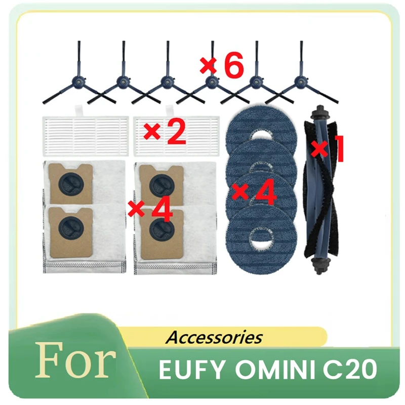 15 шт. для Eufy Omni C20, аксессуары для подметального робота, запасные части для чистки, основная боковая щетка, набор фильтров для швабры, мешок для пыли
15 шт. для Eufy Omni C20, аксессуары для подметального робота, запасные части для чистки, основная боковая щетка, набор фильтров для швабры, мешок для пыли