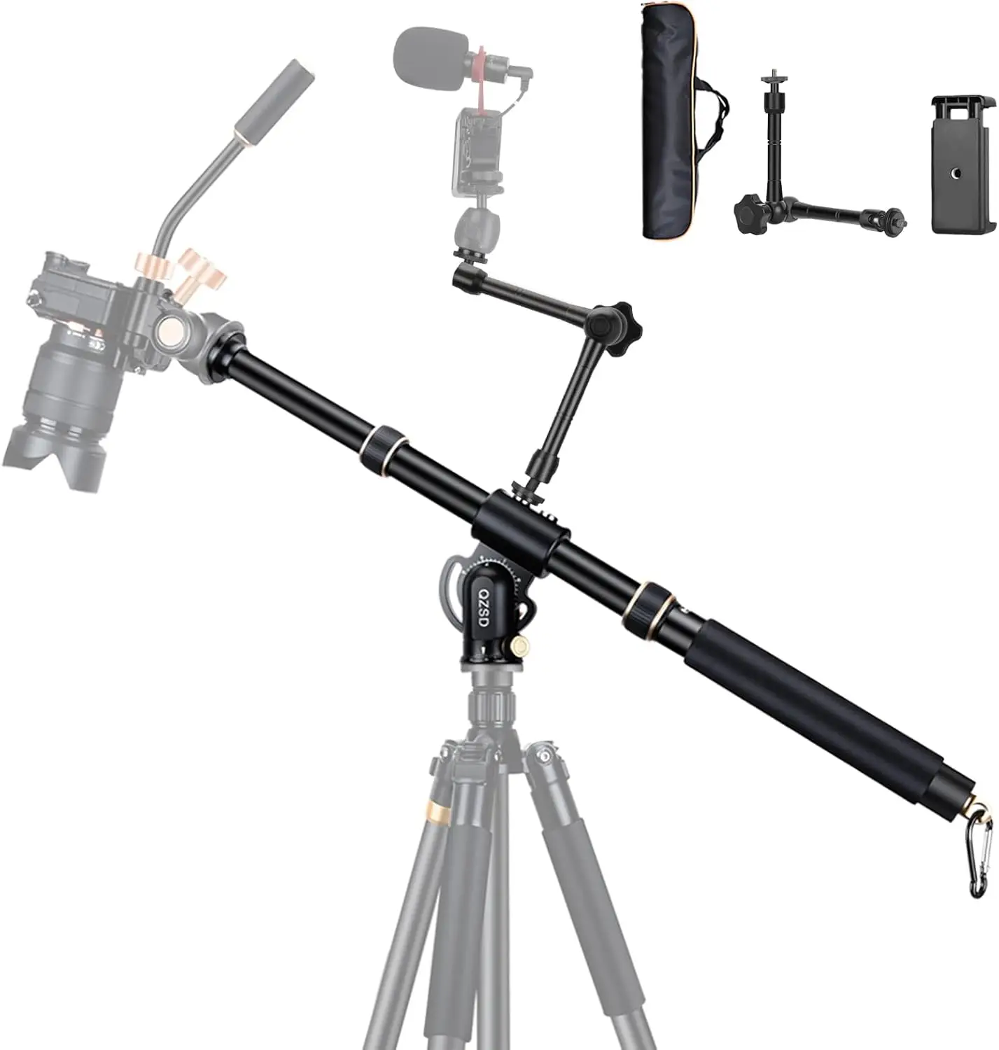 41" Aluminum Tripod Extension arm Retractable Horizontal Center Column arm with 1/4'' and 3/8'' scerws, 360° rotatable
41" Aluminum Tripod Extension arm Retractable Horizontal Center Column arm with 1/4'' and 3/8'' scerws, 360° rotatable