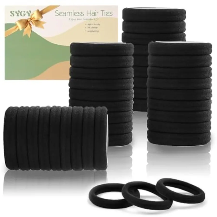 100PCS Black Hair Ties for Women, Seamless Cotton Hair Bands, No Crease No Damage Hair Tie for Thick Thin Hair, Soft Ponytail H
100PCS Black Hair Ties for Women, Seamless Cotton Hair Bands, No Crease No Damage Hair Tie for Thick Thin Hair, Soft Ponytail H