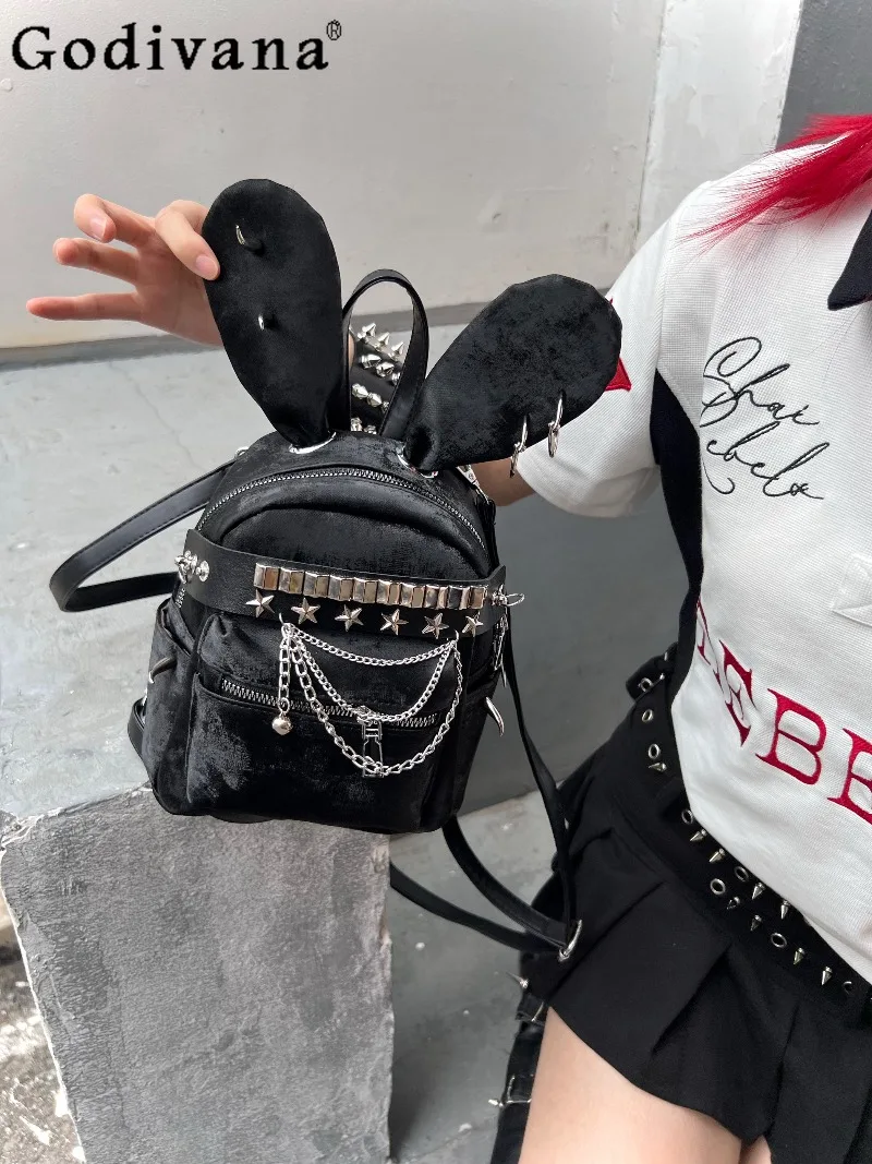 Japanese Original Punk Style Dark Loli Girl Backpack Y2k Subculture Rivet Sweet Cool Babes Versatile Commuter Schoolbag
Japanese Original Punk Style Dark Loli Girl Backpack Y2k Subculture Rivet Sweet Cool Babes Versatile Commuter Schoolbag