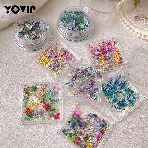 1Box Pearl Nail Art DIY Decorations Japanese Style UV Gel Dried Flower For Nails Art Jewelry Charms Flower Beauty Salon Decor