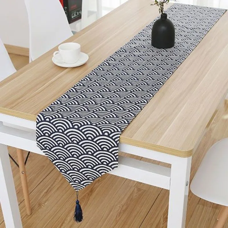 Japanese Zen Table Runner Camino de Mesa - Ukiyo-e Wave in Navy Blue, Cotton-Linen Blend for Tea Room Decor Table Decoration
Japanese Zen Table Runner Camino de Mesa - Ukiyo-e Wave in Navy Blue, Cotton-Linen Blend for Tea Room Decor Table Decoration