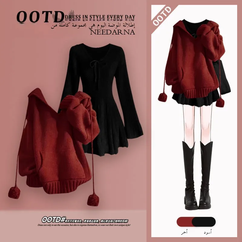 Red Series 2026 New Autumn High-End Christmas Style Two-Piece Set And Cute Dress Matching Long Sleeve Knitwear
Red Series 2026 New Autumn High-End Christmas Style Two-Piece Set And Cute Dress Matching Long Sleeve Knitwear