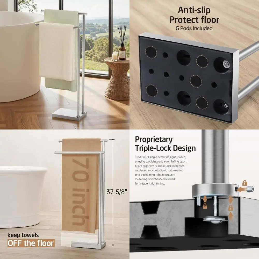 Durable 2-Tier Stainless Steel Towel Rack with Enhanced Stability for Bathroom
Durable 2-Tier Stainless Steel Towel Rack with Enhanced Stability for Bathroom