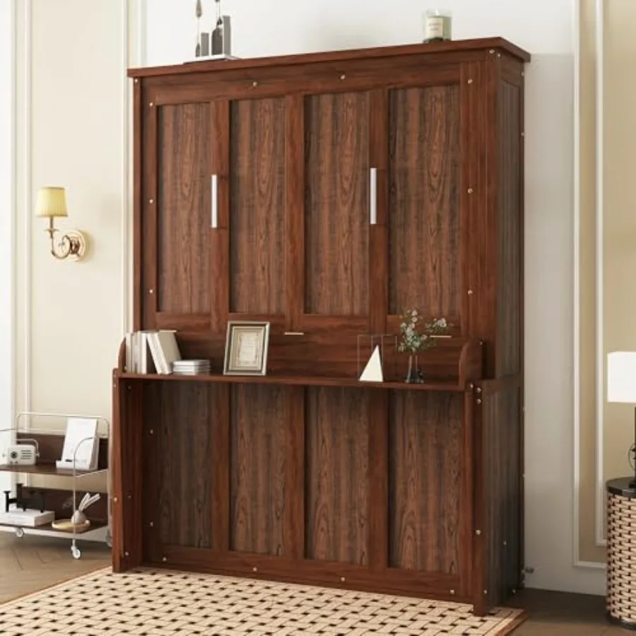 Farmhouse Foldable Wall Bed with Shelf and Desk, Wood Queen Size Murphy Bed Frame with Gas Struts for Guest Room, Bedroom and H
Farmhouse Foldable Wall Bed with Shelf and Desk, Wood Queen Size Murphy Bed Frame with Gas Struts for Guest Room, Bedroom and H