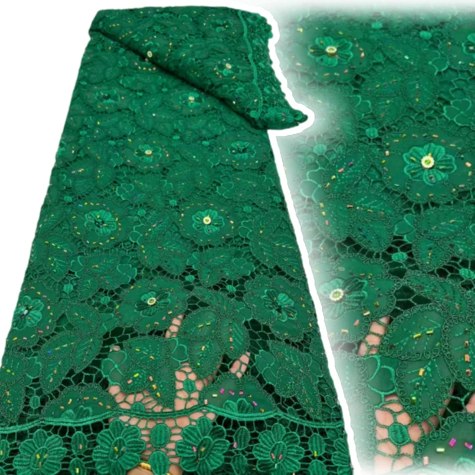 Greed Hot Selling African Lace Fabrics Cotton Embroidery Fabric Gemstone Lace with Beads for Wedding Sewing Dress 5 Yards 2053
Greed Hot Selling African Lace Fabrics Cotton Embroidery Fabric Gemstone Lace with Beads for Wedding Sewing Dress 5 Yards 2053