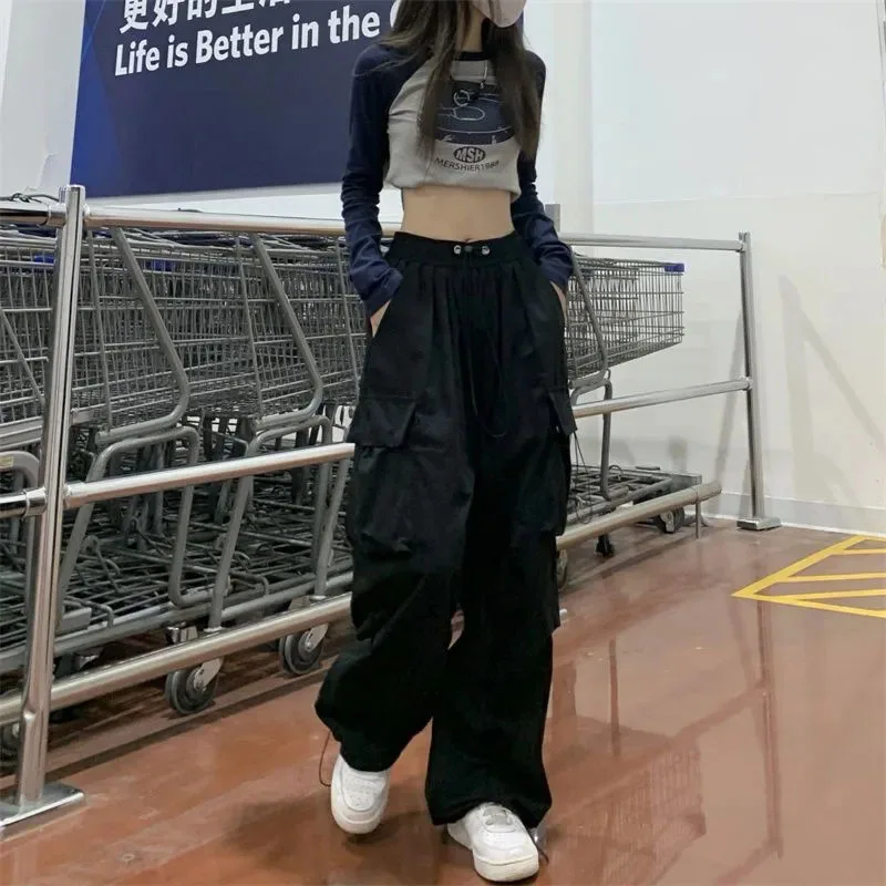 Zoki Street Hip Hop Women Loose Cargo Pants New Korean Version Bf Spring Summer Oversize Y2K Black Gray Casual Wide Leg Pants
Zoki Street Hip Hop Women Loose Cargo Pants New Korean Version Bf Spring Summer Oversize Y2K Black Gray Casual Wide Leg Pants