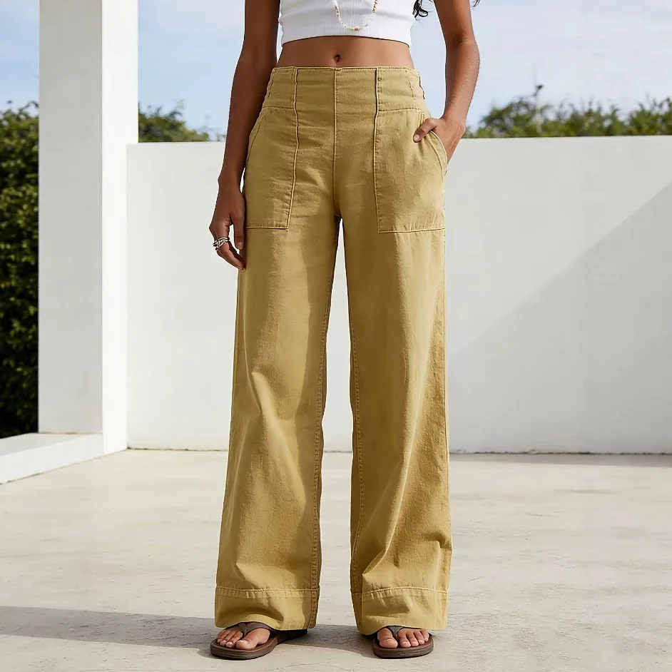 Women's Solid High Waist Wide Leg Pants Elastic Back Waist With Pocket Straight Loose Fit Slimming Casual Daily Travel Trousers
Women's Solid High Waist Wide Leg Pants Elastic Back Waist With Pocket Straight Loose Fit Slimming Casual Daily Travel Trousers
