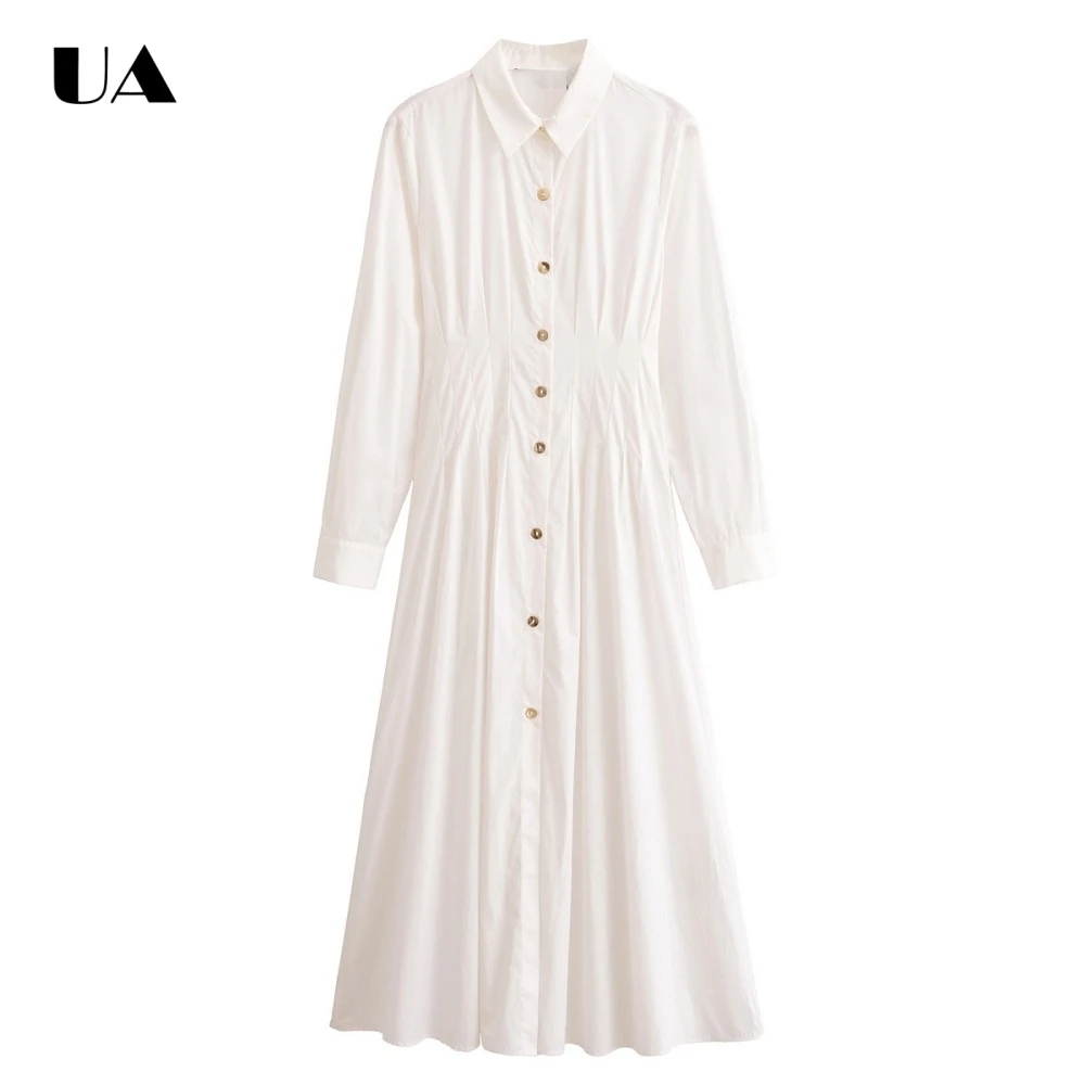 ULBYANRY Elegant A-line Trun-down Collar Long Dress with Long Sleeve Vintage Waist-cinching Midi Dress Fashionable Draped Dress
ULBYANRY Elegant A-line Trun-down Collar Long Dress with Long Sleeve Vintage Waist-cinching Midi Dress Fashionable Draped Dress