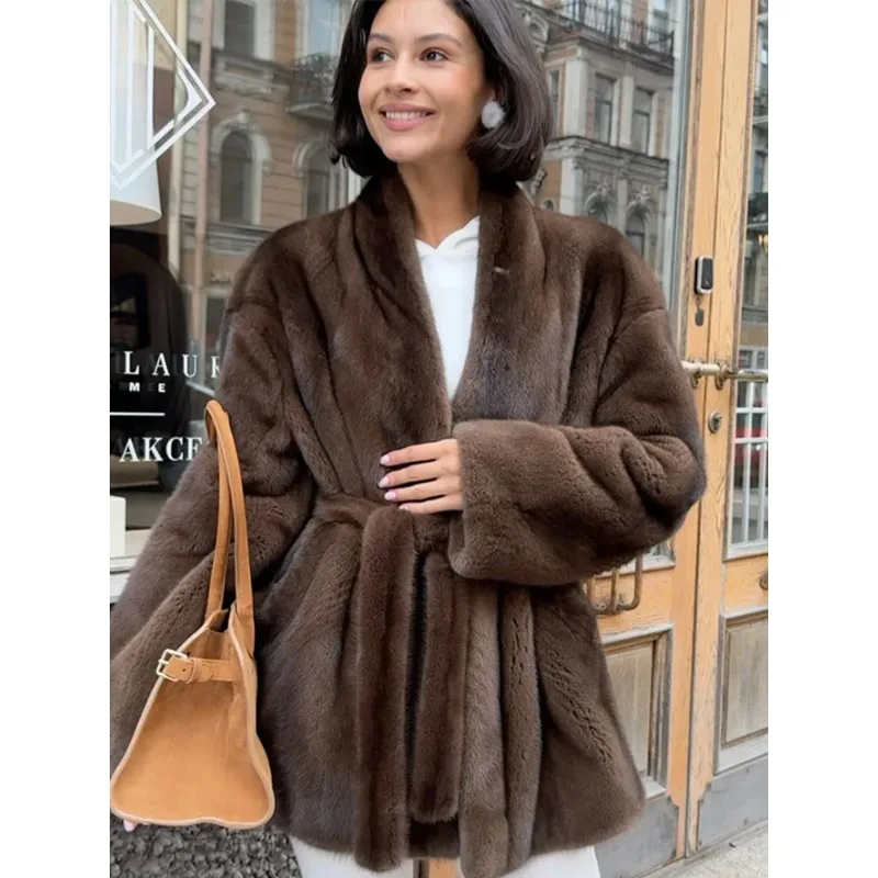 Elegant Lace Up Women Faux Fur Coat Fashion V-neck Long Sleeve Loose Plush Jacket Winter Lady Warm Daily Commute Outwear
Elegant Lace Up Women Faux Fur Coat Fashion V-neck Long Sleeve Loose Plush Jacket Winter Lady Warm Daily Commute Outwear