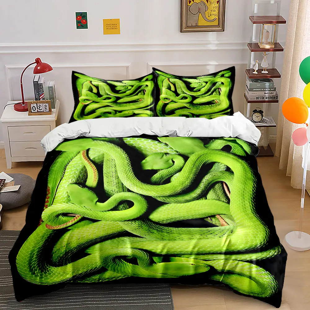 Coiled vibrant green snakes Duvet Cover Set with 3D Printing Design Soft Polyester Bedding Set All-Season Comfort for gifts
Coiled vibrant green snakes Duvet Cover Set with 3D Printing Design Soft Polyester Bedding Set All-Season Comfort for gifts