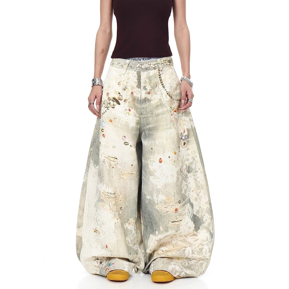 Summer New Men's Graffiti Ripped Denim Pants Korean Retro Fashion Trend Street Hip-Hop Loose Breathable Niche Men's Bottoms 
Summer New Men's Graffiti Ripped Denim Pants Korean Retro Fashion Trend Street Hip-Hop Loose Breathable Niche Men's Bottoms