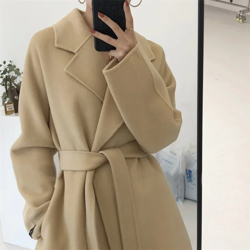 Solid Color 100% Wool Double Sided Coat Women Short New Autumn Winter Short Loose Turn-down Collar Woolen Coats Lace-up Female
Solid Color 100% Wool Double Sided Coat Women Short New Autumn Winter Short Loose Turn-down Collar Woolen Coats Lace-up Female