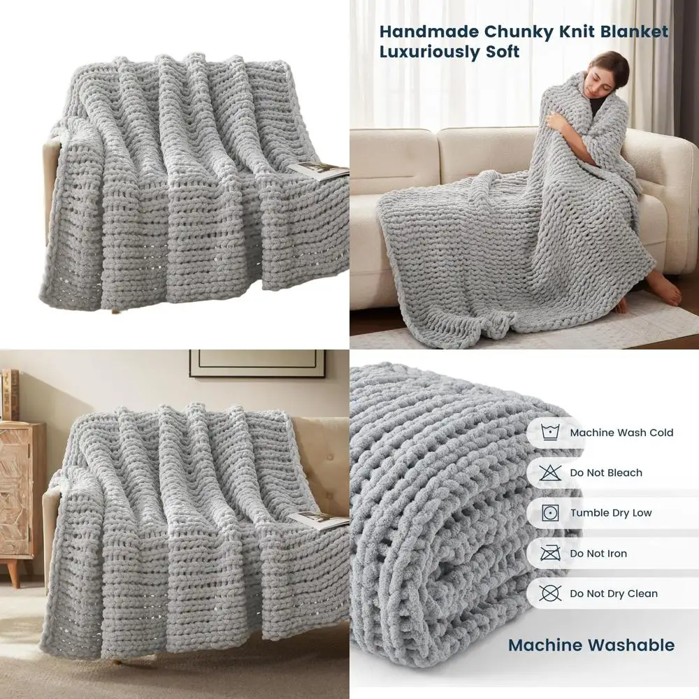Cozy Chunky Knit Throw Blanket, Soft Rope Knot Blanket for Couch and Bed, Handcrafted Grey Home Decor (60x80 inches)
Cozy Chunky Knit Throw Blanket, Soft Rope Knot Blanket for Couch and Bed, Handcrafted Grey Home Decor (60x80 inches)