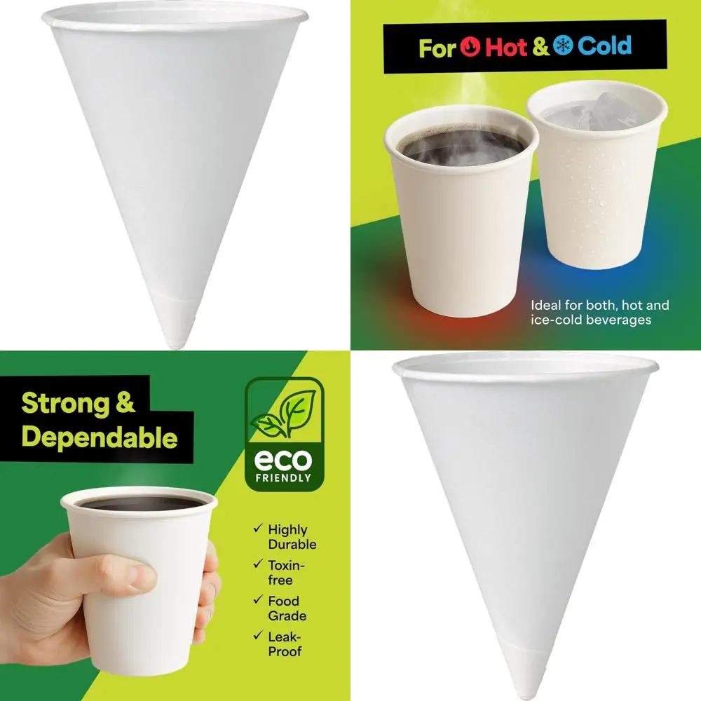 4 Oz White Paper Cone Cups, Bulk Case of 5000, Disposable Water Cups for Parties and Events
4 Oz White Paper Cone Cups, Bulk Case of 5000, Disposable Water Cups for Parties and Events