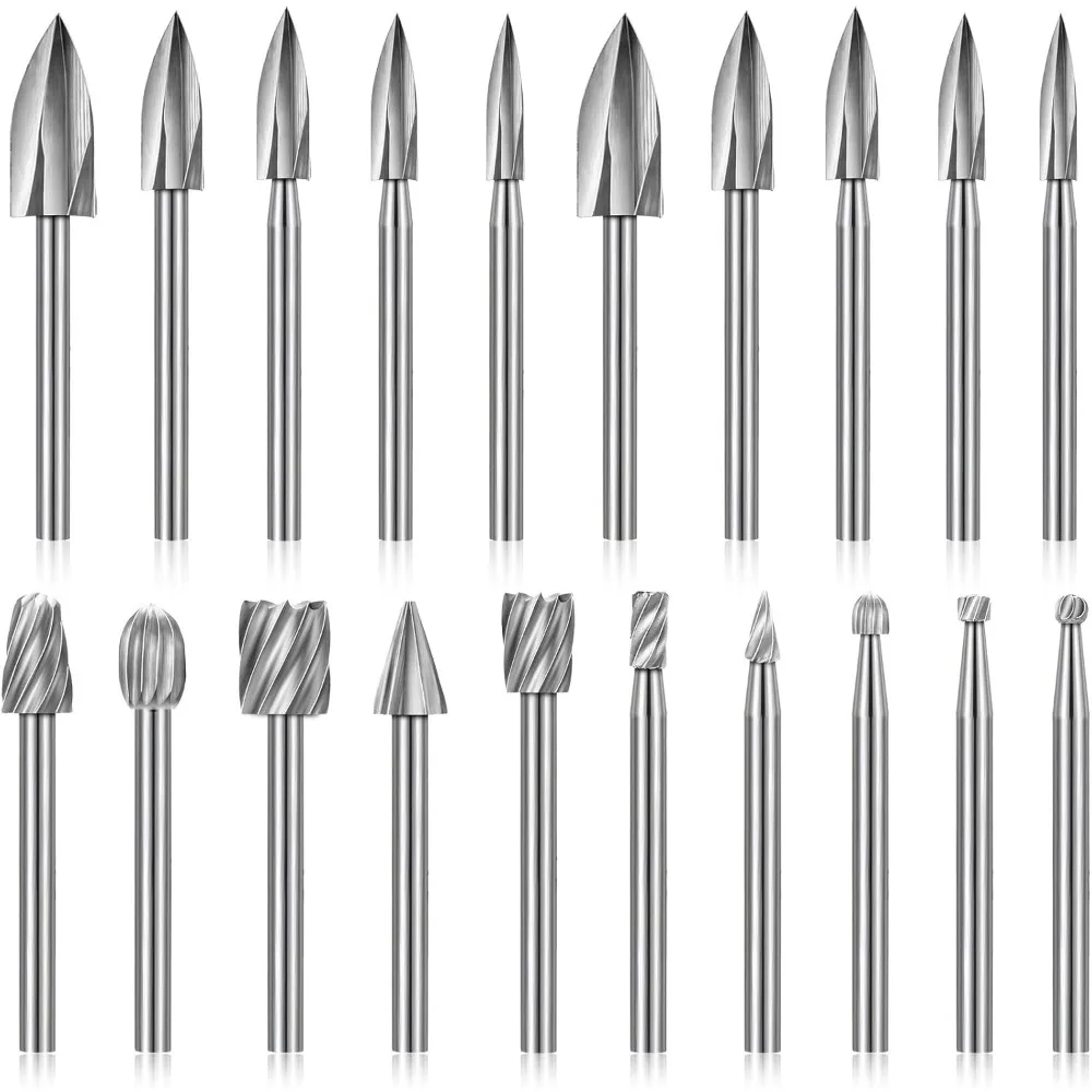20Pcs Wood Carving Set HSS Engraving Drill & Carbide Burrs Universal Rotary Tool DIY Crafts
20Pcs Wood Carving Set HSS Engraving Drill & Carbide Burrs Universal Rotary Tool DIY Crafts