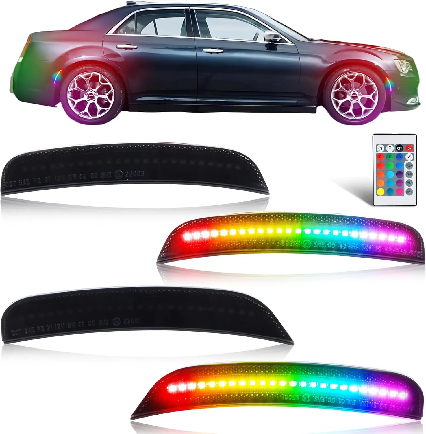 RGB Front & Rear Fender Side Markers for Dodge Charger Chrysler 300 2015-2023,Smoke lens Side marker lamp
RGB Front & Rear Fender Side Markers for Dodge Charger Chrysler 300 2015-2023,Smoke lens Side marker lamp