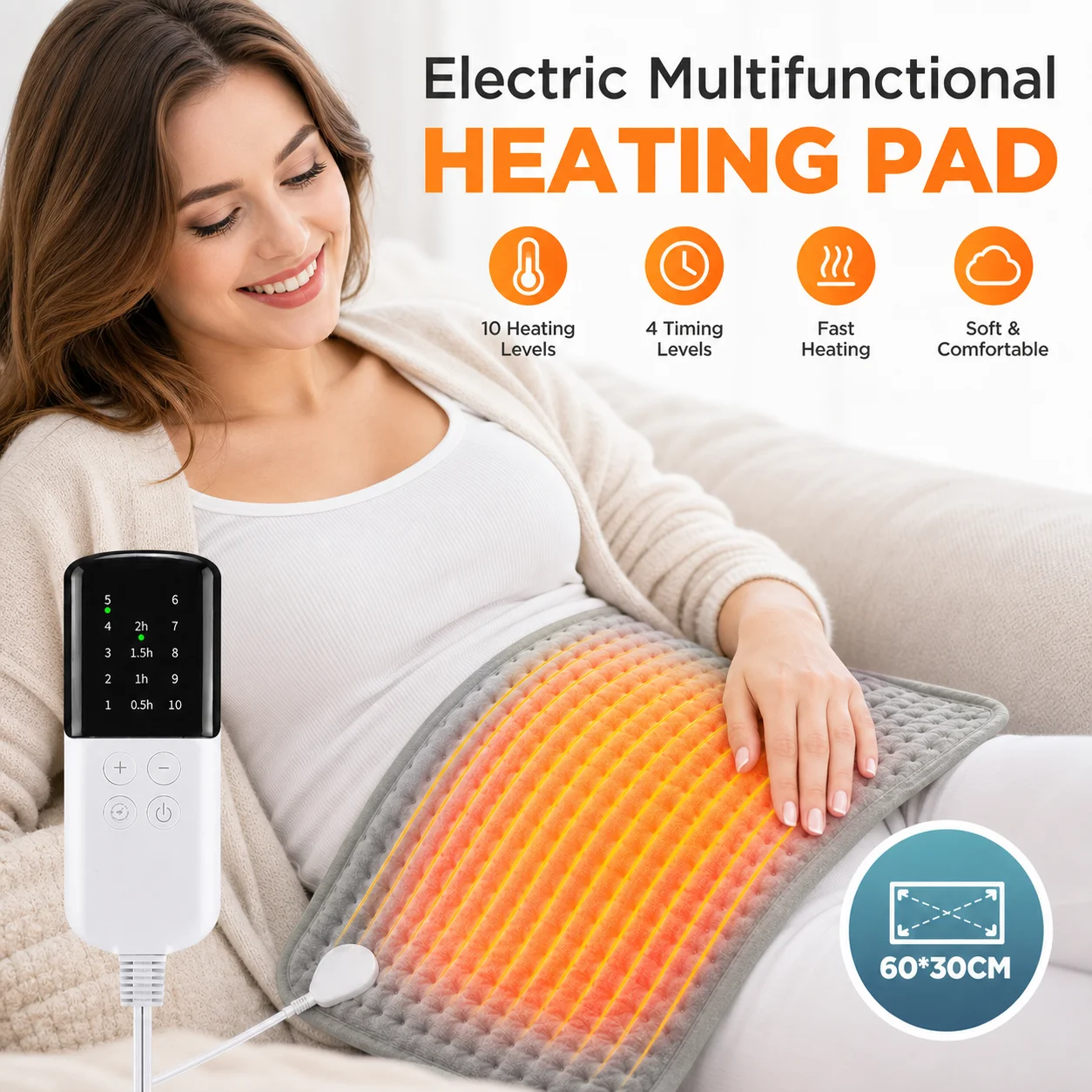Electric Heating Pad with 10 Heat Settings, 4 Timers Auto Shut Off Washable Warming Pad 60x30cm, Fast Heat for Back Belly Home
Electric Heating Pad with 10 Heat Settings, 4 Timers Auto Shut Off Washable Warming Pad 60x30cm, Fast Heat for Back Belly Home