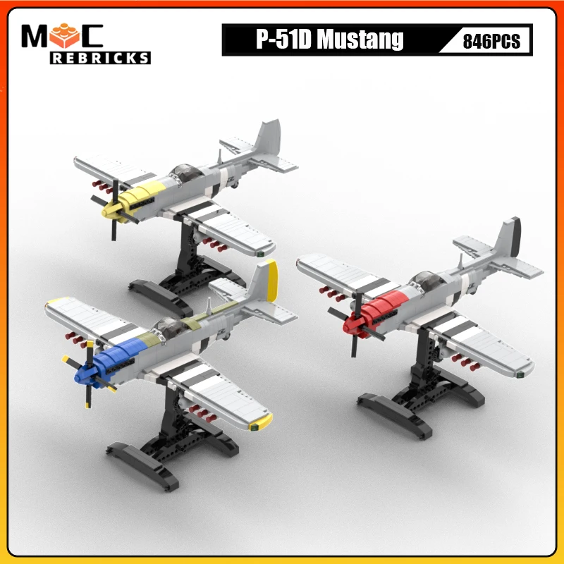 WW2 Aircraft MOC Building Block P-51D Mustanges Fighter-Bomber DIY Assembly Collection Kit Bricks Plane Model Toys Kid Gifts
WW2 Aircraft MOC Building Block P-51D Mustanges Fighter-Bomber DIY Assembly Collection Kit Bricks Plane Model Toys Kid Gifts