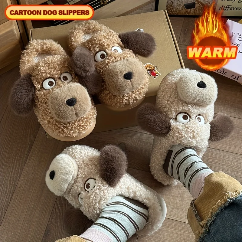 Тапочки с рисунком собаки, плюшевые теплые мягкие женские зимние туфли, милый дизайн, уютная домашняя обувь, нескользящие мужские нечеткие плюшевые тапочки 
Тапочки с рисунком собаки, плюшевые теплые мягкие женские зимние туфли, милый дизайн, уютная домашняя обувь, нескользящие мужские нечеткие плюшевые тапочки