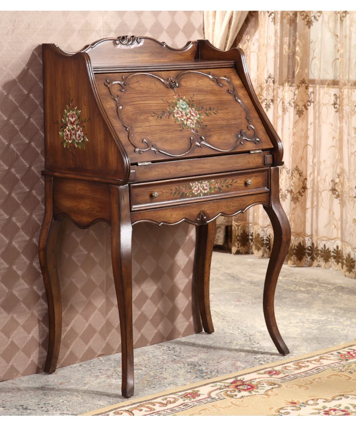 Retro Computer Desk Painted Writing Desk Office Secretarial Cabinet Home Entrance Cabinet 
Retro Computer Desk Painted Writing Desk Office Secretarial Cabinet Home Entrance Cabinet