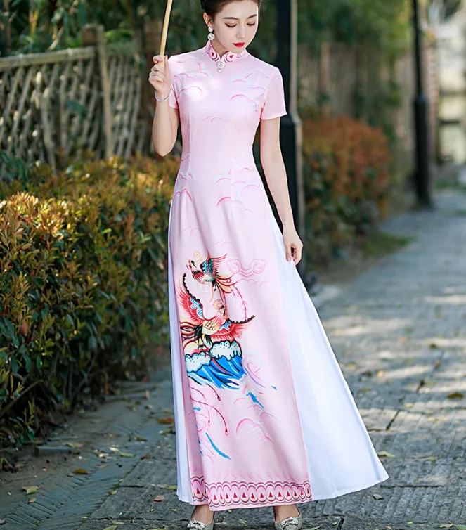 Вьетнамское женское платье Ao dai, летнее винтажное платье
Вьетнамское женское платье Ao dai, летнее винтажное платье