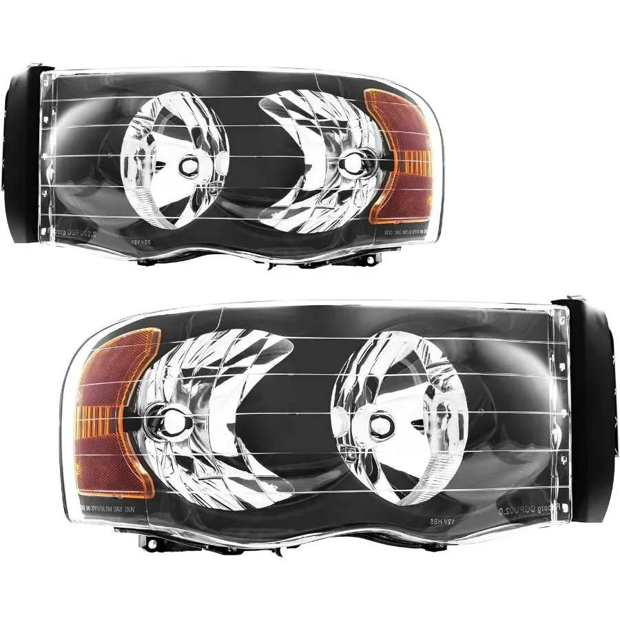 Headlights Assembly Compatible with 2002 2003 2004 2005 Ram1500 2500 3500 Pair Front Light Black Housing Amber Reflector Headla
Headlights Assembly Compatible with 2002 2003 2004 2005 Ram1500 2500 3500 Pair Front Light Black Housing Amber Reflector Headla