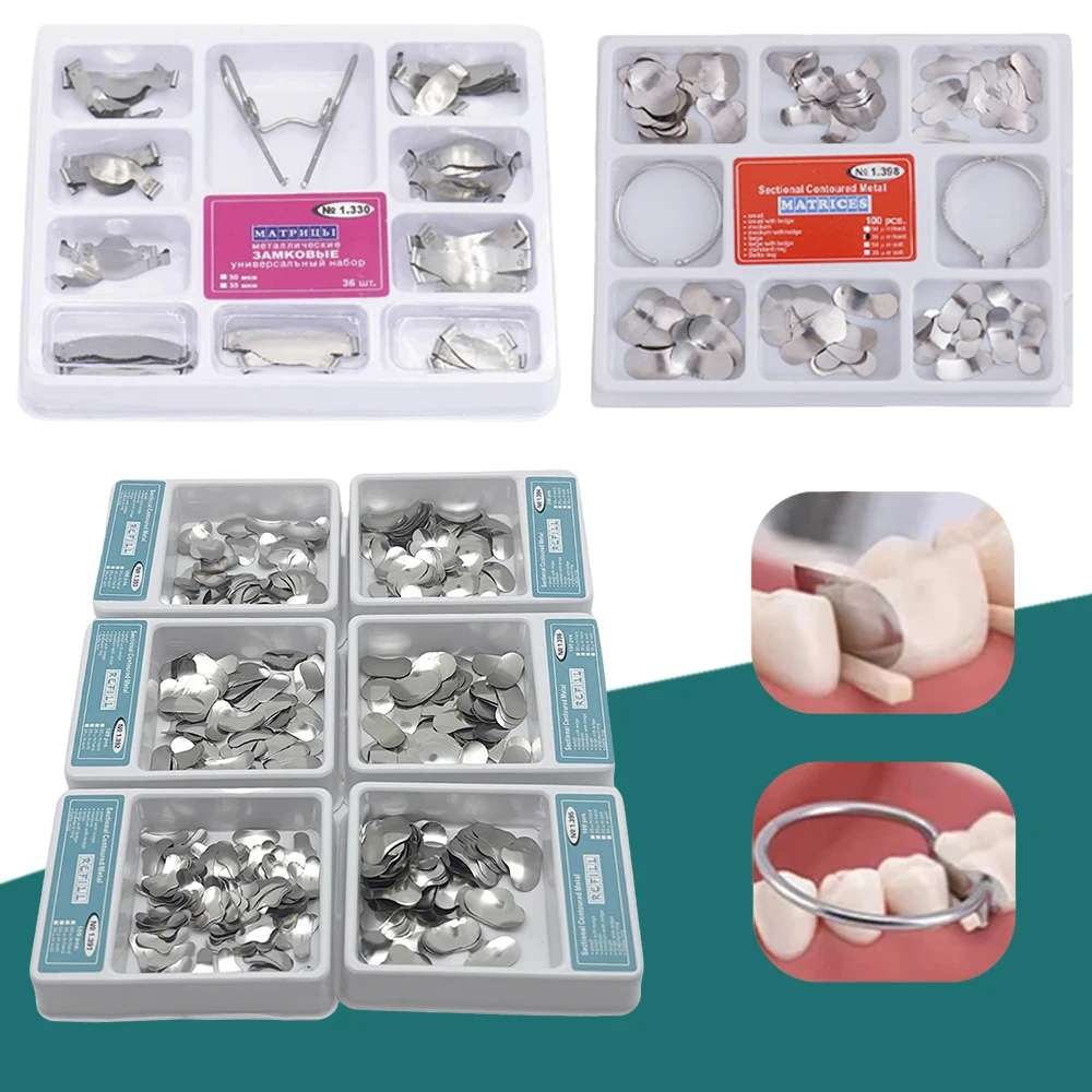 Dental Matrix Sectional Contoured Bands Kit Metal Rings Teeth Forming Matrices Materials Orthodontic Supplies
Dental Matrix Sectional Contoured Bands Kit Metal Rings Teeth Forming Matrices Materials Orthodontic Supplies