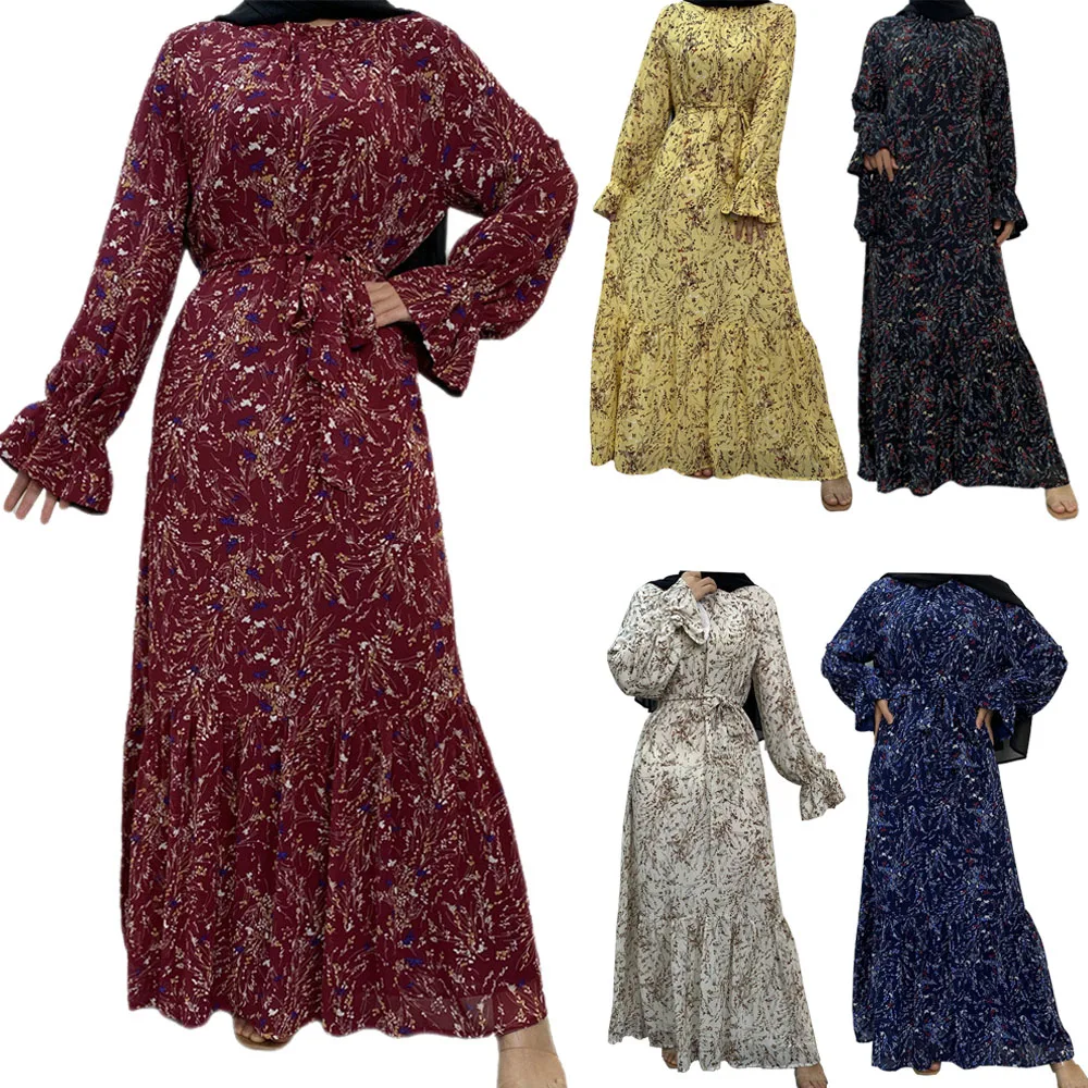 Spring Women Muslim Dress Full Sleeve O-Neck Printed Chiffon Turkey Sundress Bohemian Vintage Casual Holiday Islamic Clothing
Spring Women Muslim Dress Full Sleeve O-Neck Printed Chiffon Turkey Sundress Bohemian Vintage Casual Holiday Islamic Clothing