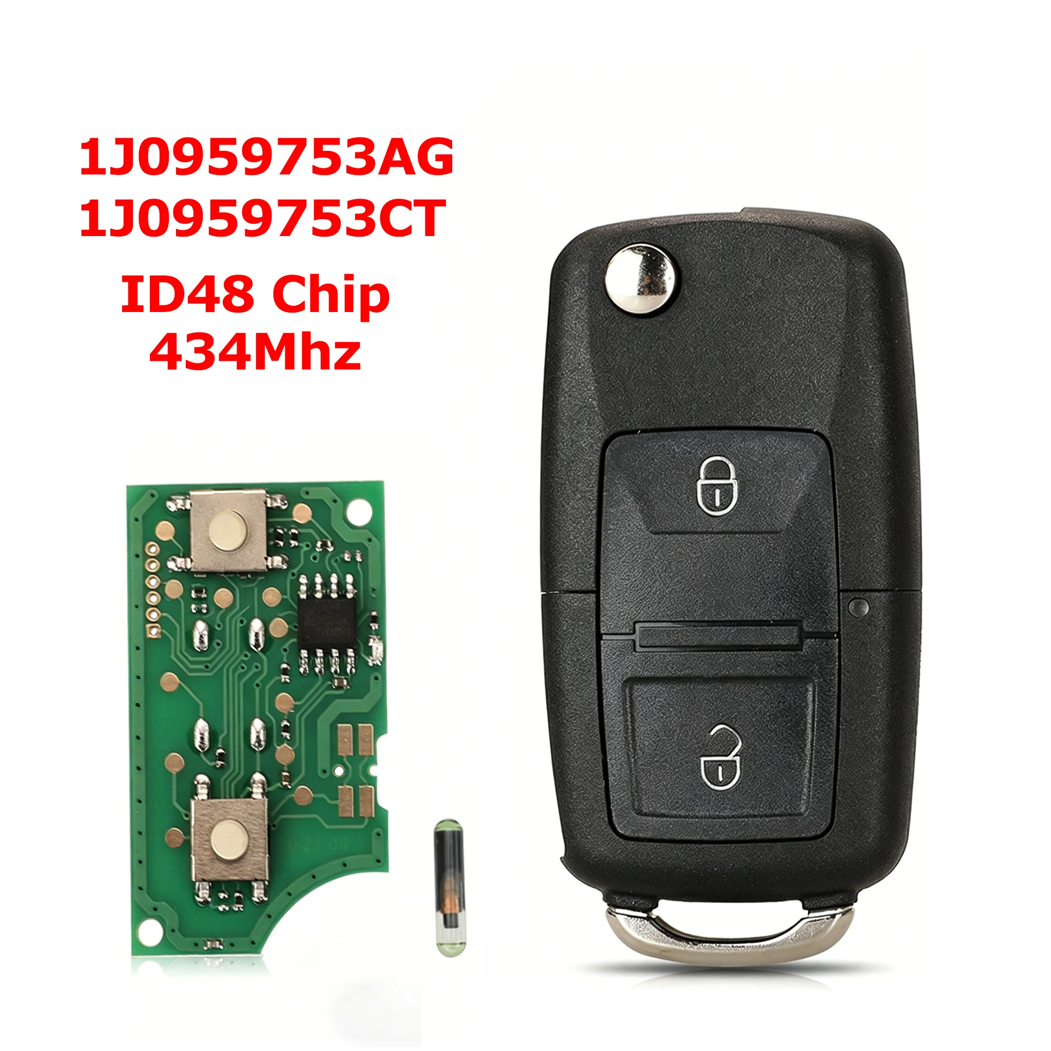 For Volkswagen VW Golf Mk4 Polo Passat New Beetle Bora 1J0959753AG / 1J0959753CT 434Mhz Car Remote Key 2 Buttons With ID48 Chip
For Volkswagen VW Golf Mk4 Polo Passat New Beetle Bora 1J0959753AG / 1J0959753CT 434Mhz Car Remote Key 2 Buttons With ID48 Chip