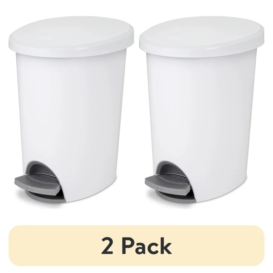 2 pack Small Bathroom Trash Can 2.6 Gallon Plastic Garbage Bucket Bin with Step Lid White
2 pack Small Bathroom Trash Can 2.6 Gallon Plastic Garbage Bucket Bin with Step Lid White