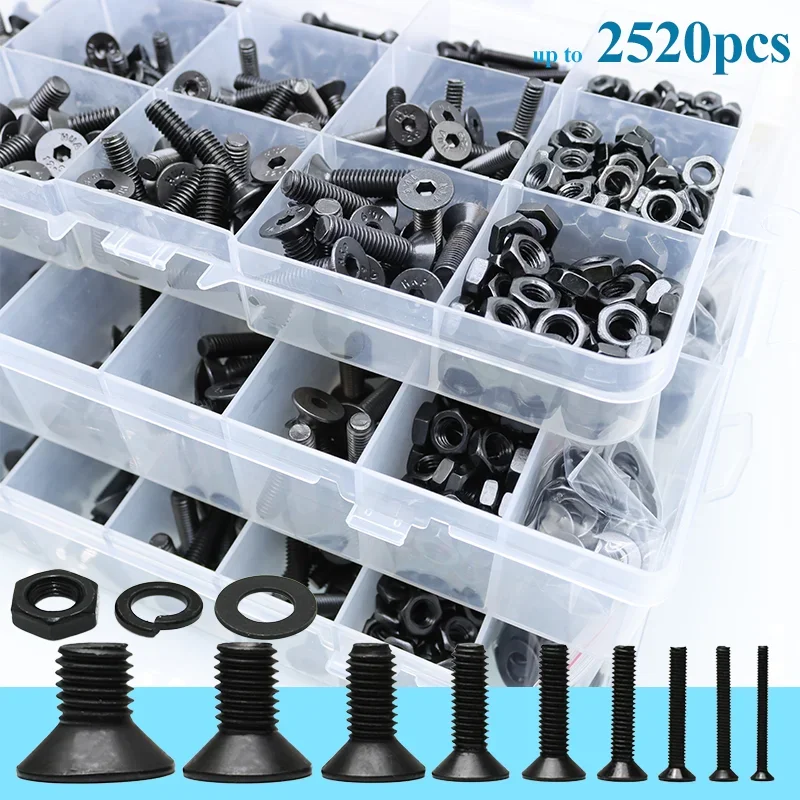 2520p Hexagon Socket Bolt Carbon Steel G10.9 Flat Countersunk Head Screws M2 M3 M4 M5 M6 Hex Socket Wrench Bolts Nuts Washer Kit
2520p Hexagon Socket Bolt Carbon Steel G10.9 Flat Countersunk Head Screws M2 M3 M4 M5 M6 Hex Socket Wrench Bolts Nuts Washer Kit