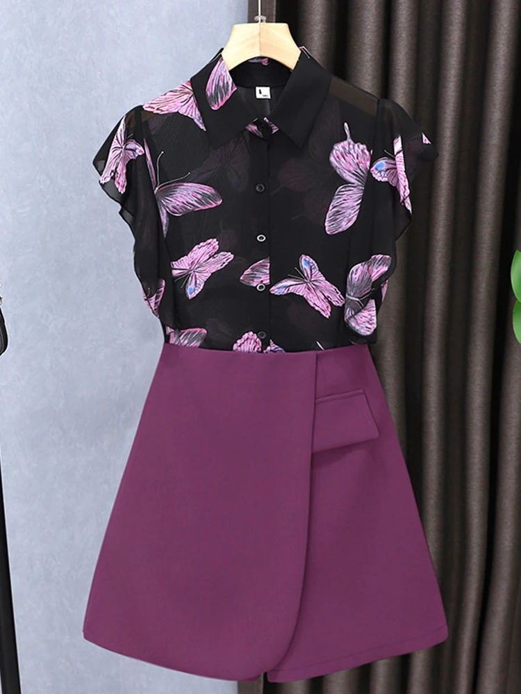 Summer 2025 new women's clothing popular hot two piece set thin butterfly print top paired with causal shorts for women
Summer 2025 new women's clothing popular hot two piece set thin butterfly print top paired with causal shorts for women