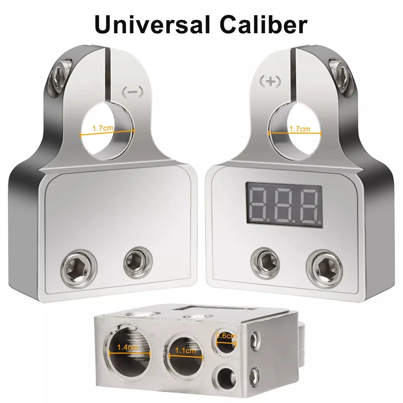 1Pair Car Battery Terminal Connectors With Voltmeter - 0/4/8 Or 10 Gauge AWG Positive Negative Battery Post Clamp And Shims
1Pair Car Battery Terminal Connectors With Voltmeter - 0/4/8 Or 10 Gauge AWG Positive Negative Battery Post Clamp And Shims