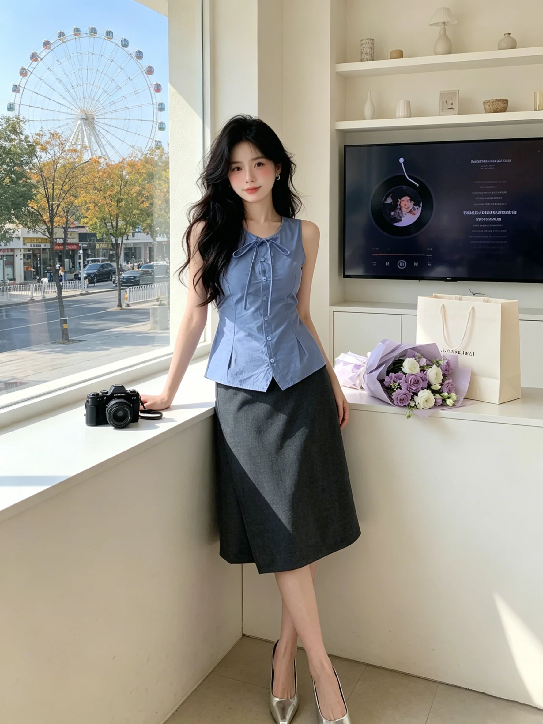 Blue Sleeveless Vest And Skirt Set Women's Summer Fashion Outfit Design Knot Two-Piece Set Breathable Lightweight Polyester
Blue Sleeveless Vest And Skirt Set Women's Summer Fashion Outfit Design Knot Two-Piece Set Breathable Lightweight Polyester