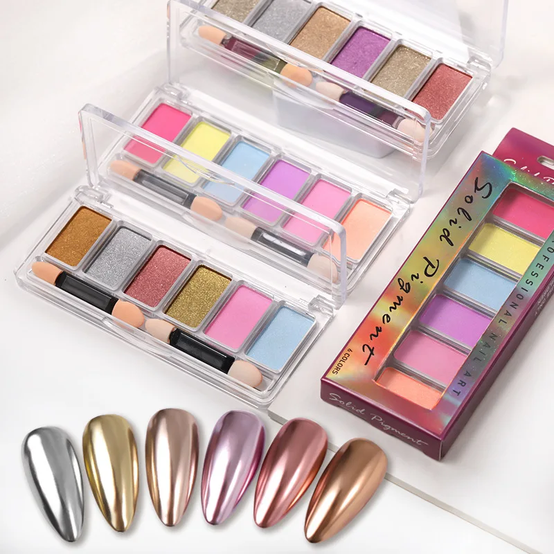 6 Colors Solid Aurora Mirror Chr ome Nail Powder Set Fairy Powder Nail Glitter Pigment Nail Art for Salon Manicure Decoration
6 Colors Solid Aurora Mirror Chr ome Nail Powder Set Fairy Powder Nail Glitter Pigment Nail Art for Salon Manicure Decoration