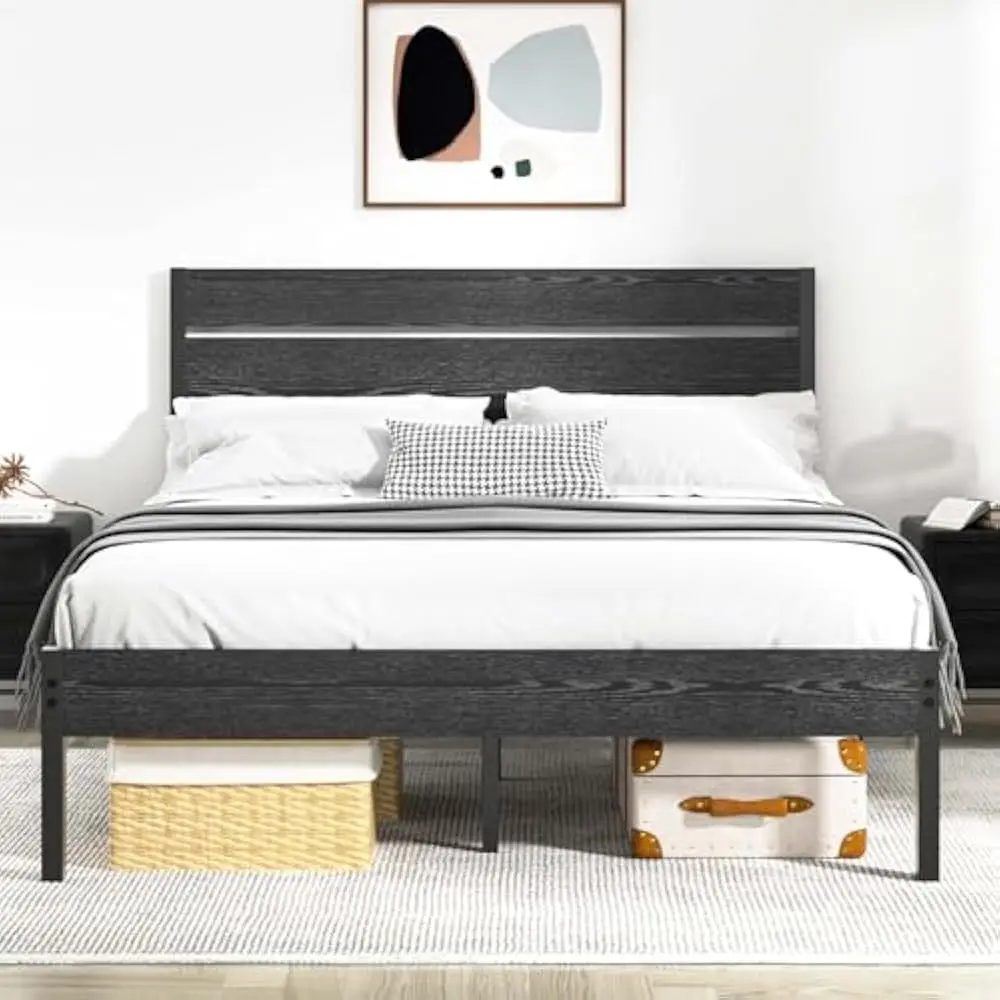 12 inch Queen Size Bed Frame with Wooden Headboard and Footboard, Under-Beds Storage, No Box Spring Needed, Bed Frame
12 inch Queen Size Bed Frame with Wooden Headboard and Footboard, Under-Beds Storage, No Box Spring Needed, Bed Frame