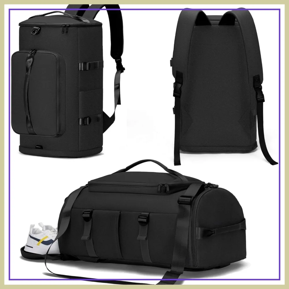 Gym Bag with Shoes Compartment - Duffle Travel Backpack for Men Women, Weekender Overnight Bag with Wet Pocket - Black
Gym Bag with Shoes Compartment - Duffle Travel Backpack for Men Women, Weekender Overnight Bag with Wet Pocket - Black